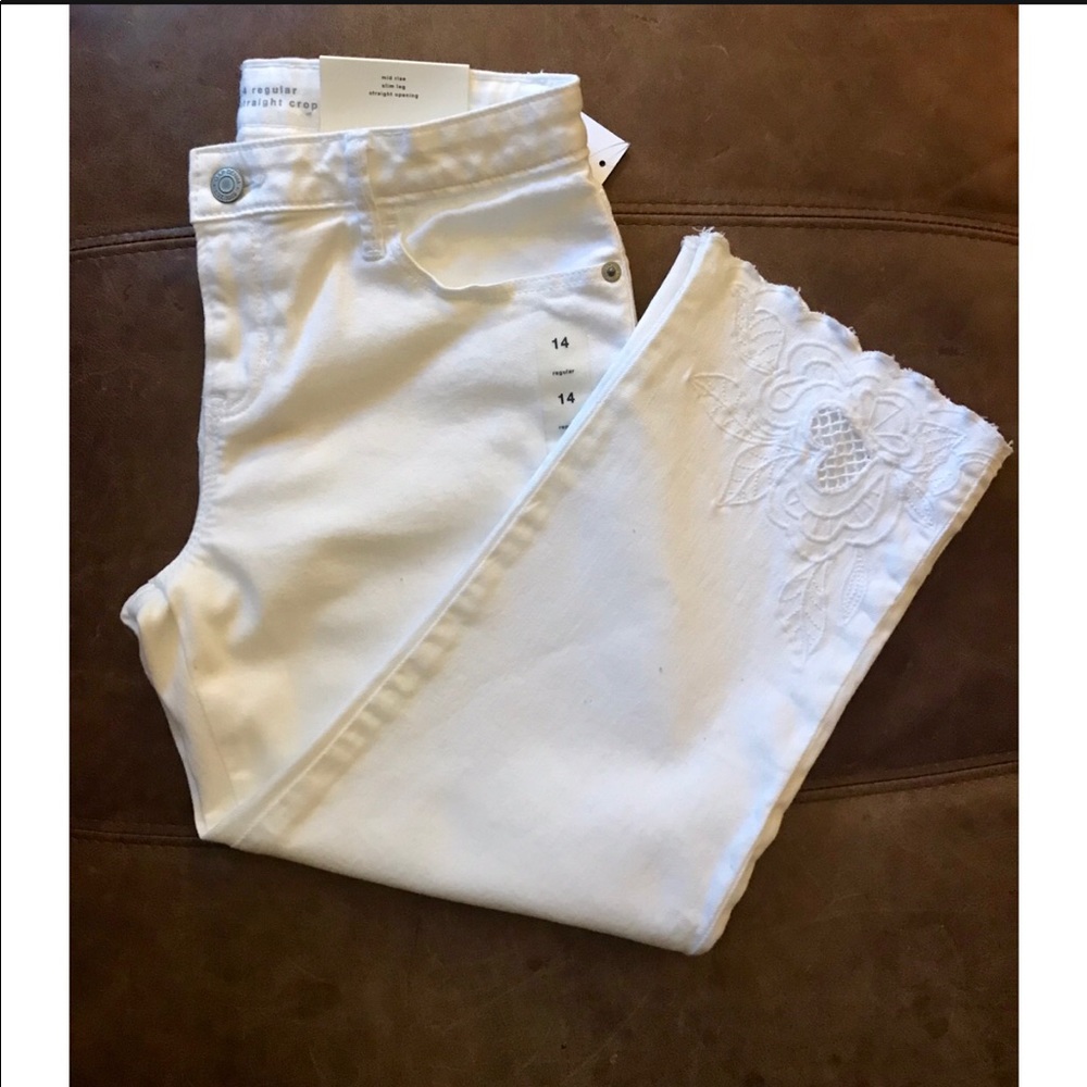 Girls Gap White Stretch Straight Crop Jeans
